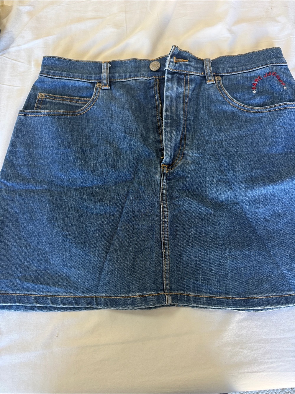Marc Jacobs Blue Denim Mini Skirt with Embroidered Logo